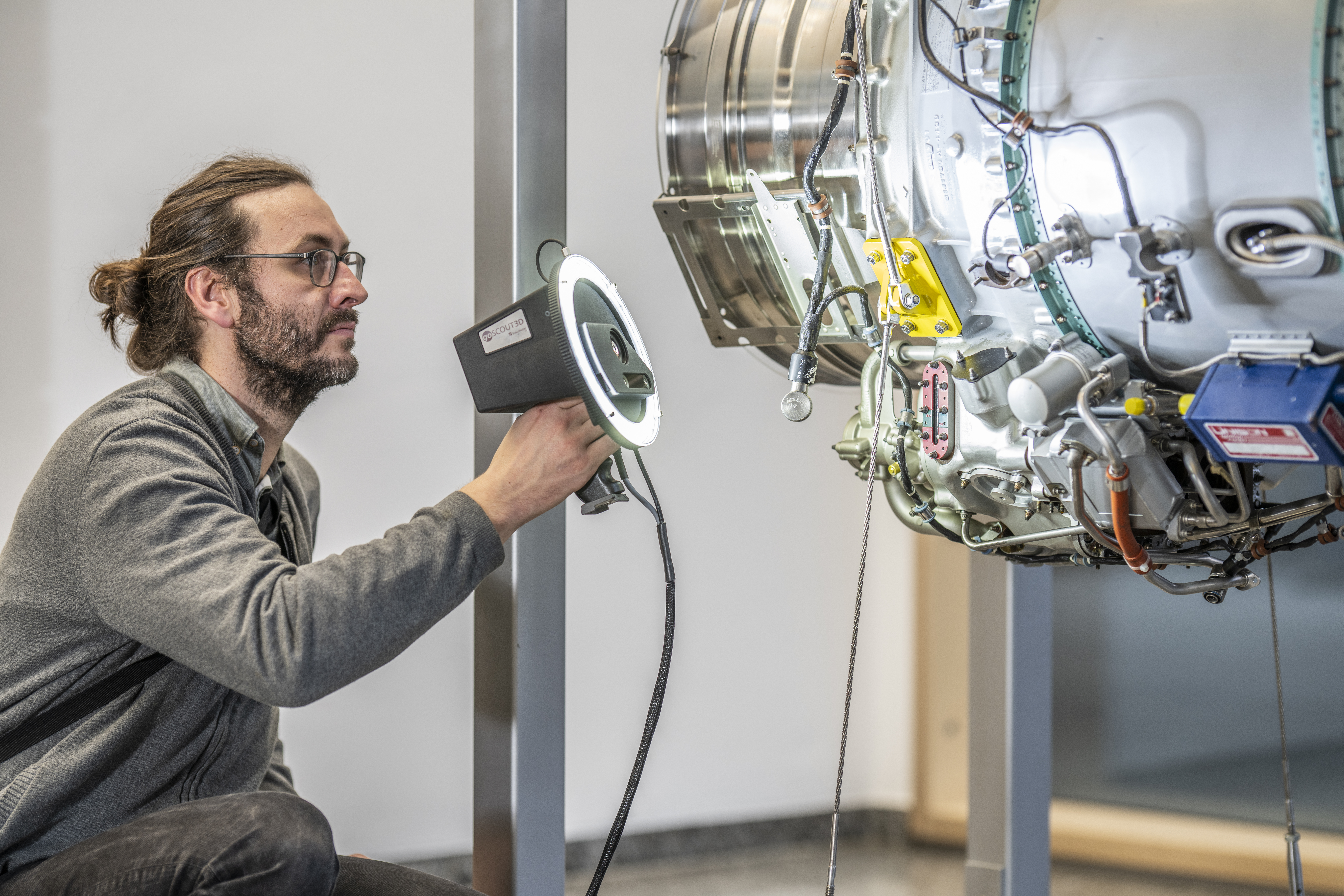 3D-Digitalisierung einer Flugzeugturbine mit dem goSCOUT3D-Handscanner