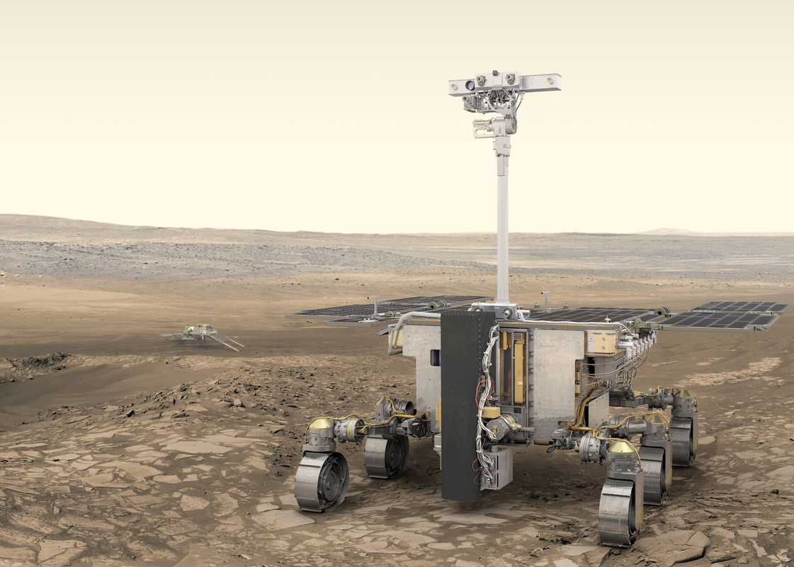 Visualisierung des ExoMars-Rover auf dem Mars.