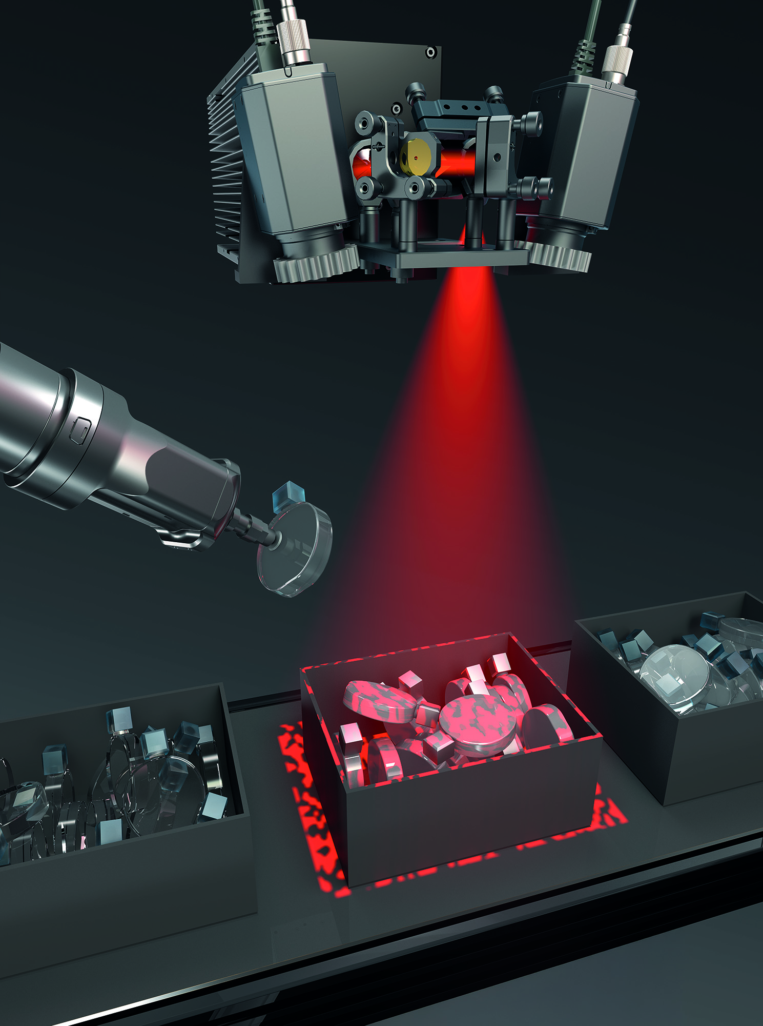 Die Messszenerie wird im Single-Shot-Verfahren mit einem thermischen Punktmuster bestrahlt. In nur wenigen Sekunden wird das 3D-Ergebnis verarbeitet.