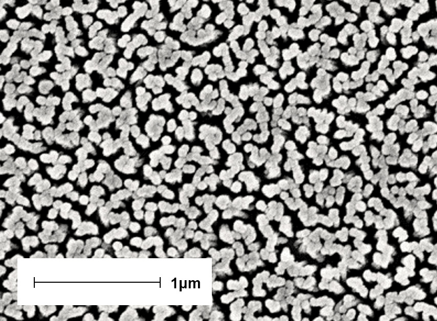 Fig. 1b: Nanostructured organic layers, the stabilized surface is covered with silica.