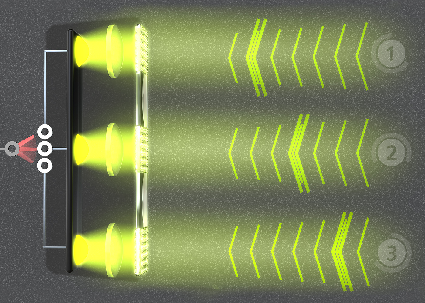 Optics scheme for projection of switchable image content.