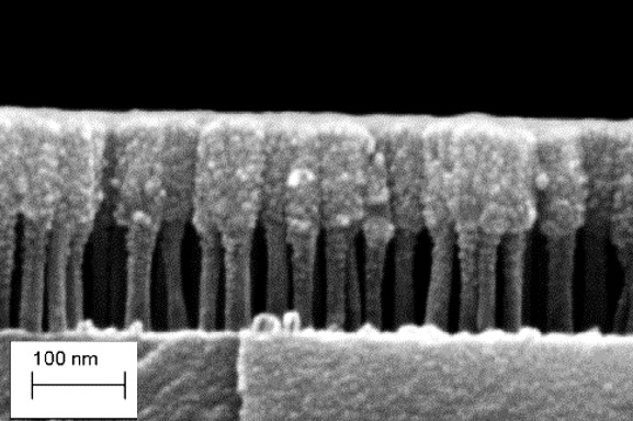 Hybrid material pillars can be covered with oxide layers to obtain interference systems.