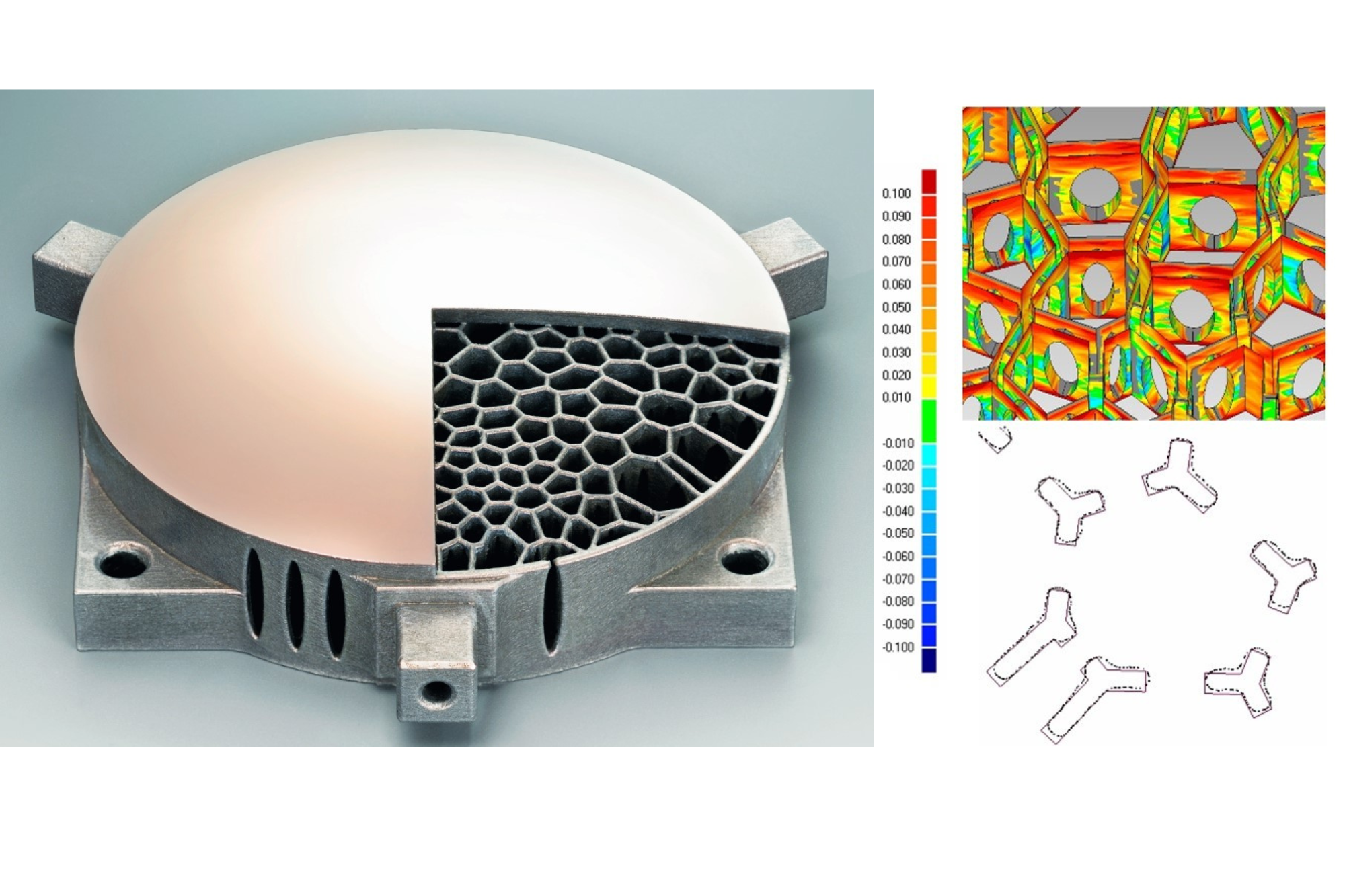 Deviation of the wall thickness of the inner honeycomb structure in a lightweight mirror