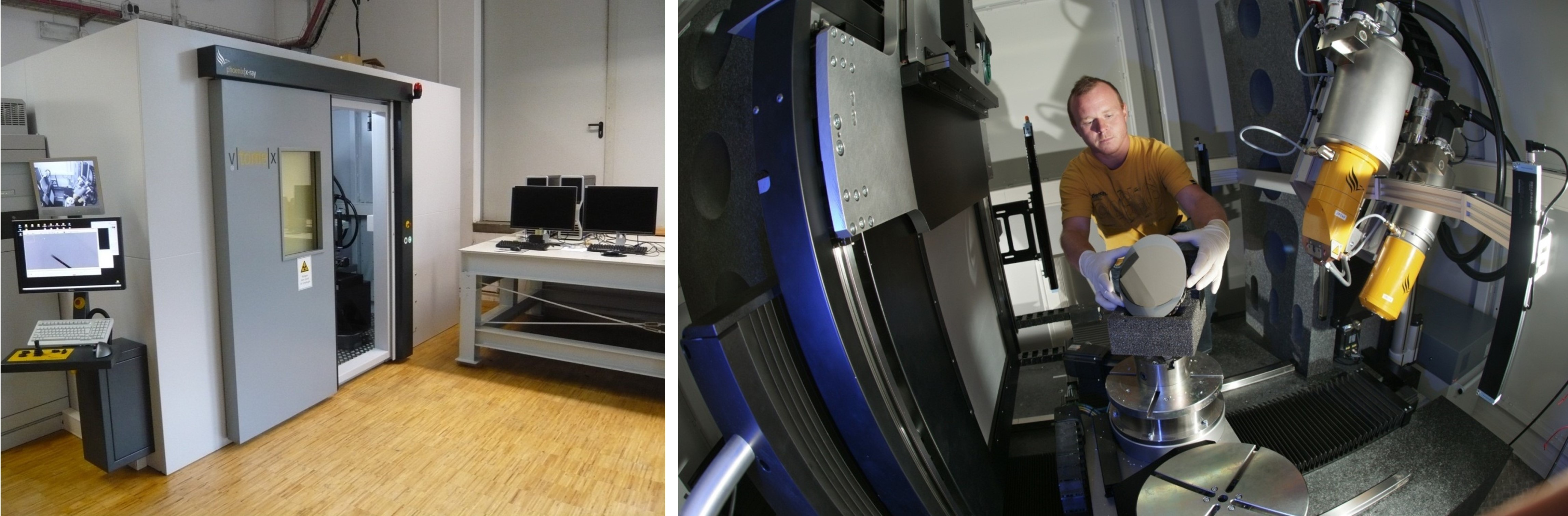 CT system at the Fraunhofer IOF: exterior view (left) and interior view (right)