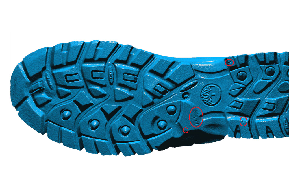 The 3D scan of the shoe print.