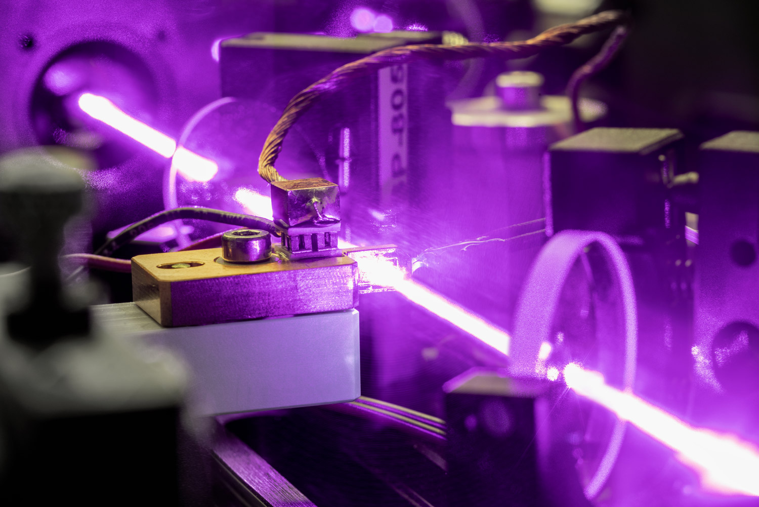 Section of a laboratory setup for quantum imaging.