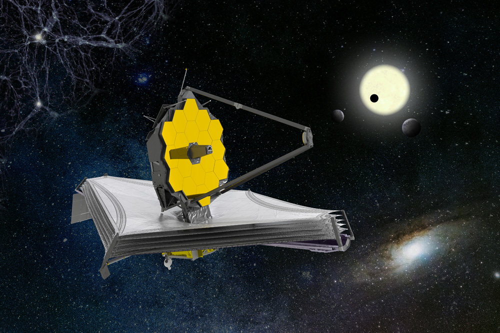 Visualization of the James Webb Space Telescope.