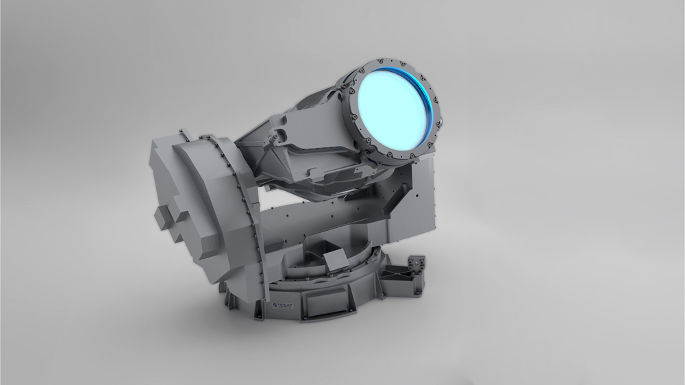 The telescope mounted in the rotary fork.